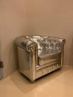 Superleuke zilveren Chesterfield, Huis en Inrichting, Fauteuils, Ophalen, Kunststof, Gebruikt, Chesterfield