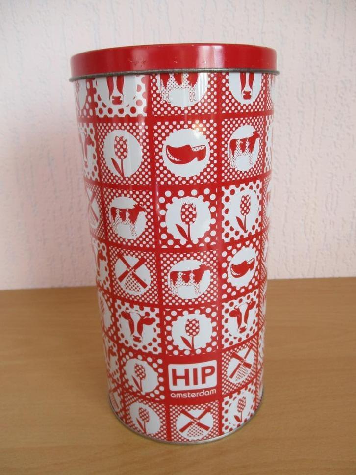 Beschuitblik - Hoog blik. Rood, Verzamelen, Blikken, Gebruikt, Beschuit, Overige merken, Ophalen of Verzenden