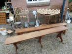 mooie Franse antieke houten bank 176 cm, Ophalen