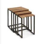 Set van 3 bijzettafels - Hout en Metaal feelings Hela, Minder dan 55 cm, Vierkant, Nieuw, Industrieel