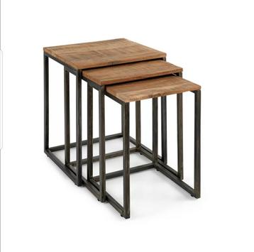 Set van 3 bijzettafels - Hout en Metaal feelings Hela beschikbaar voor biedingen