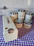 Mooie vintage set Brabantia voorraadblikken en koekblik, Verzenden