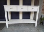 witte brocante sidetable met 3 laden, Ophalen, Gebruikt, 25 tot 50 cm, Rechthoekig
