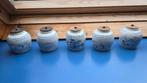 5x Chinese blauw-witte gember, kruiden of specerijen potjes., Ophalen of Verzenden