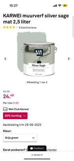 Silver sage muurverf karwei, Doe-het-zelf en Verbouw, Verf, Beits en Lak, Minder dan 5 liter, Ophalen, Nieuw