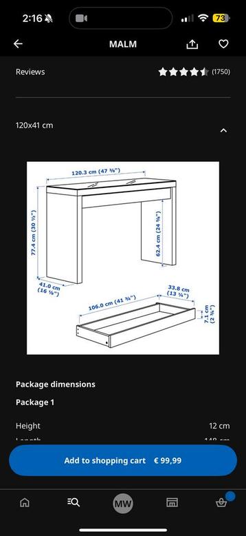 MALM Ikea Make-up Tafel - afbeelding 4