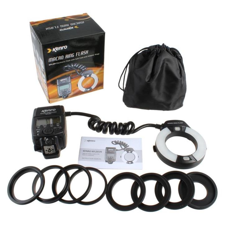 Kenro macro ringflitser KFL201 Nikon camera fotografie flits, Audio, Tv en Foto, Fotografie | Flitsers, Zo goed als nieuw, Nikon