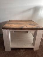 Wit met bruin houten vierkante salontafel, Huis en Inrichting, Ophalen, 50 tot 100 cm, 50 tot 75 cm, 50 tot 100 cm