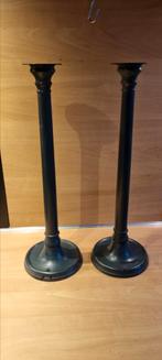 Twee Bronzen kandelaars, Ophalen of Verzenden, Groen, Brons of Koper, 25 tot 50 cm