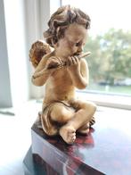 nostalgisch oud gipsen kerst beeldje engeltje goud curiosa, Diversen, Kerst, Ophalen of Verzenden, Zo goed als nieuw