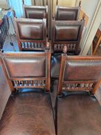 6 Lederen Eetkamerstoelen  ( alle 6 voor € 50.00), Ophalen of Verzenden, Gebruikt, Bruin, Vijf, Zes of meer stoelen
