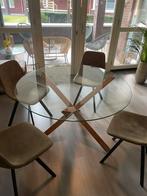 Glazen tafel, Huis en Inrichting, Tafels | Eettafels, Ophalen, Gebruikt, 100 tot 150 cm, 50 tot 100 cm