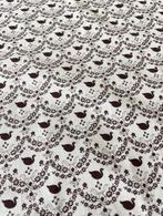 Stof zwaantjes bruin ecru vintage retro jaren 70, Bruin, 120 cm of meer, Nieuw, Ophalen of Verzenden