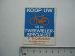 sticker oud Cuyk Cuijk fietsen winkel Thomassen retro, Verzamelen, Stickers, Overige typen, Zo goed als nieuw, Verzenden