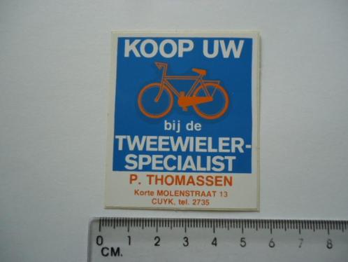 sticker oud Cuyk Cuijk fietsen winkel Thomassen retro, Verzamelen, Stickers, Zo goed als nieuw, Overige typen, Verzenden