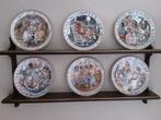 6 delig bordenset met mahonie houten rek Franklin Mint., Antiek en Kunst, Ophalen