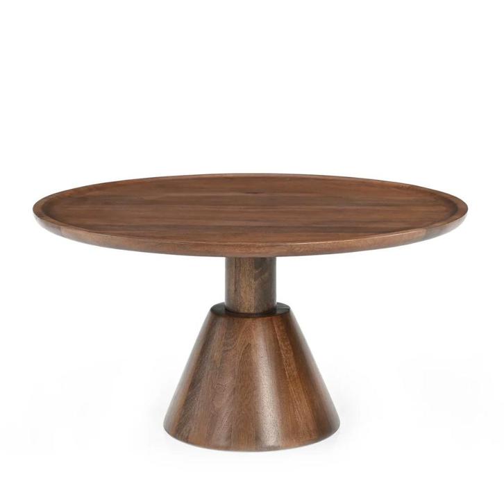 Prachtige ronde houten / zilveren salontafels 75cm, Huis en Inrichting, Tafels | Salontafels, Zo goed als nieuw, 50 tot 75 cm