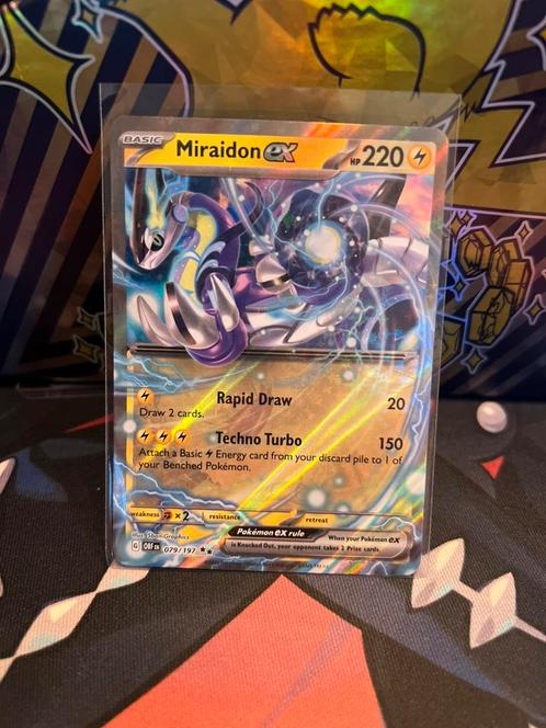 Miraidon ex 079 obf, Hobby en Vrije tijd, Verzamelkaartspellen | Pokémon, Zo goed als nieuw, Ophalen of Verzenden