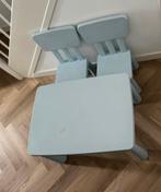 MAMMUT IKEA Kindertafel en 2 stoelen blauw 77x55 cm, Ophalen, Gebruikt, Tafel(s) en Stoel(en)