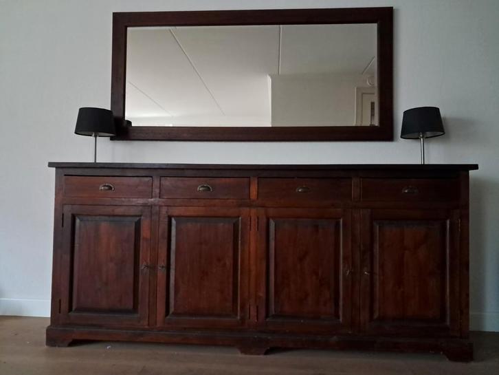 Dressoir met spiegel, Huis en Inrichting, Kasten | Dressoirs, Zo goed als nieuw, 200 cm of meer, 50 tot 75 cm, Met lade(s), Met deur(en)