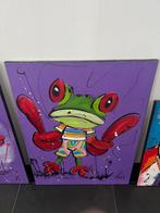 Liz Frog on Purple thema, schilderij 60x80x2cm, Antiek en Kunst, Ophalen