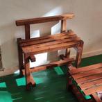 Set met houten bankje en salontafel, Ophalen, Gebruikt, 50 tot 100 cm, 50 tot 75 cm