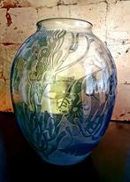 Boho Czech Libochovice Art Deco Glass Vase - Lalique inspire, Antiek en Kunst, Ophalen of Verzenden