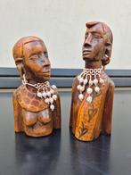Afrikaans houtsnijwerk man en vrouw, Ophalen of Verzenden