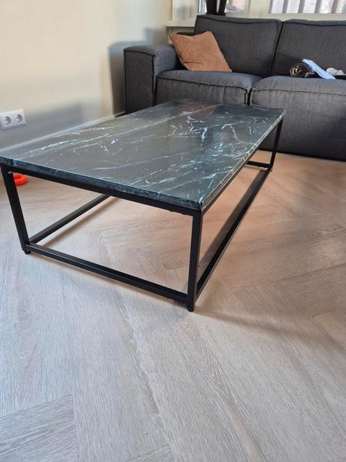 Echt marmeren zwarte Salontafel stalen poten 1.20 lengte x0., Huis en Inrichting, Tafels | Salontafels, Zo goed als nieuw, Minder dan 50 cm