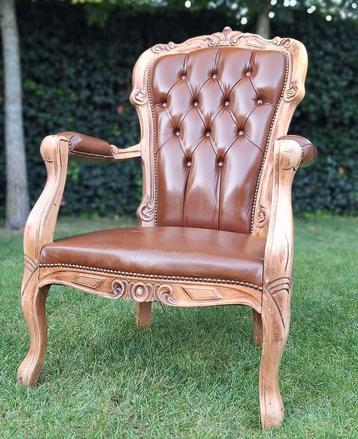 Barokke Leren Chesterfield Stoel, gekapitoneerde rugleuning beschikbaar voor biedingen