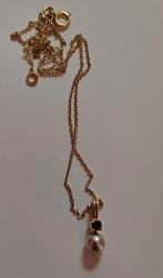 Gouden ketting double met parel hanger, Verzenden, Zo goed als nieuw, Goud, Overige materialen