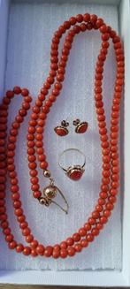 Vintage Sieraden van 14 karaats gouden met bloedkoraal, Verzenden, Zo goed als nieuw, Met edelsteen, Goud