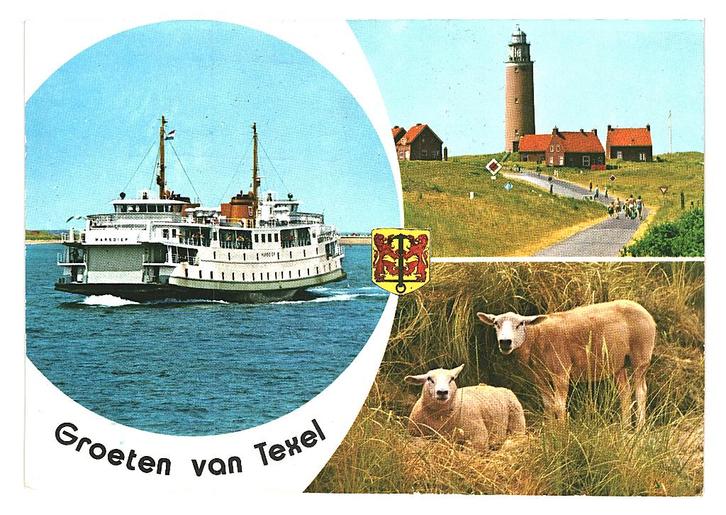 35594 Texel Wad 1974 _Gelopen met mooie zegel Stoomvaart, Verzamelen, Ansichtkaarten | Nederland, Gelopen, Waddeneilanden, 1960 tot 1980