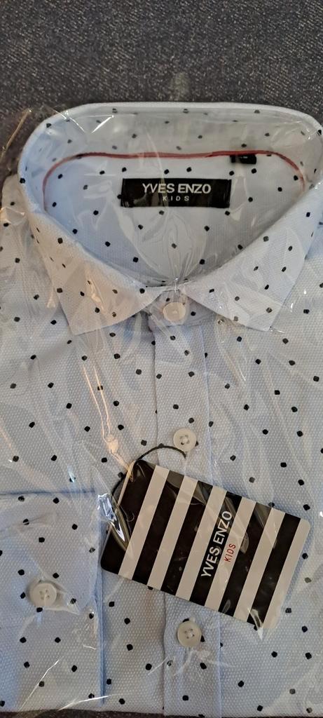 Jongensoverhemd lichtblauw,Yves Enzo,7 maten, Kinderen en Baby's, Kinderkleding | Maat 116, Nieuw, Jongen, Overhemd of Blouse