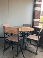Ronde tuintafel met stoelen, Tuin en Terras, Tuinstoelen, Ophalen, Gebruikt, Hout, Inklapbaar