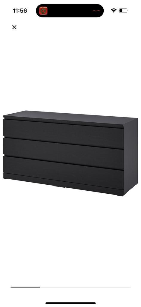 Malm kast zwart ikea zes lades, Huis en Inrichting, Kasten | Ladekasten, Gebruikt, Minder dan 100 cm, 150 tot 200 cm, 25 tot 50 cm