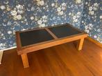 Eikenhouten salontafel met leistenen, Huis en Inrichting, Tafels | Salontafels, Ophalen, Gebruikt, 100 tot 150 cm, 50 tot 100 cm