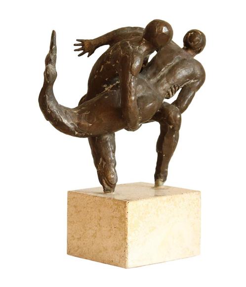 Beeld Ek van Zanten : Man met zeemeermin, z.j., Antiek en Kunst, Kunst | Beelden en Houtsnijwerken, Ophalen of Verzenden