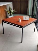 Minimalistische vintage teakhouten (salon)tafel, Ophalen, Gebruikt, 100 tot 150 cm, 50 tot 100 cm