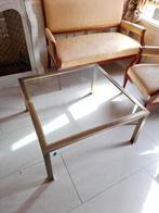 Art Deco salontafel, messing/glas, 89 x 89 cm, Antiek en Kunst, Antiek | Koper en Brons, Ophalen, Brons