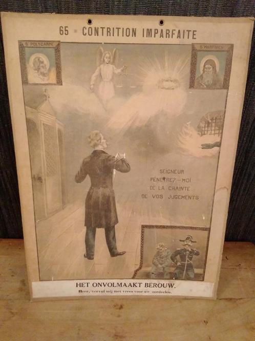 Antieke Religieuze schoolkaart ca 1830, Antiek en Kunst, Curiosa en Brocante, Verzenden