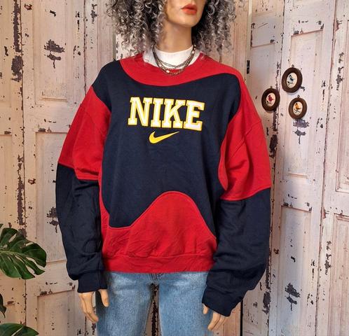 Vintage Nike remake big logo colorblock trui sweater pull, Kleding | Heren, Truien en Vesten, Ophalen of Verzenden