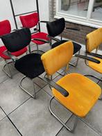 6x De Wit buisframe stoelen 3011 (Gispen), Vijf, Zes of meer stoelen, Gebruikt, Stof, Wit