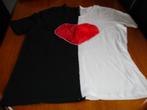 5 shirts zwart / wit met rood hart, Carnaval, Maat 46/48 (XL) of groter, Ophalen of Verzenden, Zo goed als nieuw