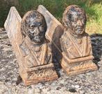 Antieke set metalen vuurbokken haard kachel, Ophalen of Verzenden, Gebruikt, Vrijstaande haard, Houthaard