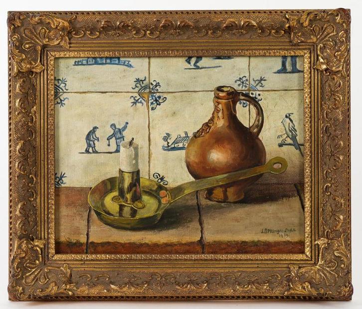 Mooie schilderij gesigneerd J. Sprenger 1969, Antiek en Kunst, Kunst | Schilderijen | Klassiek, Ophalen