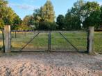 Zeer degelijke metalen weide poort 4.40m breed 2 stuks, Ophalen, Zo goed als nieuw, IJzer, Sierhekwerk