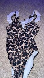 Leopard print badpak met ruches, Kleding | Dames, Badmode en Zwemkleding, Ophalen of Verzenden, Zo goed als nieuw, Bruin, Badpak