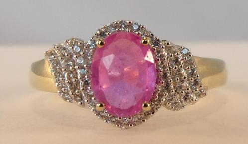 Geelgouden designer ring met roze saffier (Harry Ivens), Sieraden, Tassen en Uiterlijk, Ringen, Nieuw, Dame, 20 of groter, Roze