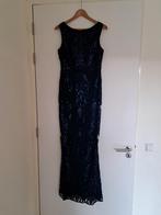 Prachtige donkerblauwe galajurk met pailletten, Galajurk, Blauw, Zo goed als nieuw, Ophalen